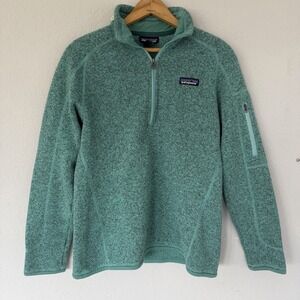 Patagonia Womens Sz M Better Sweater 1/4 Zip Fleece Pullover Turquoise Blue EUC